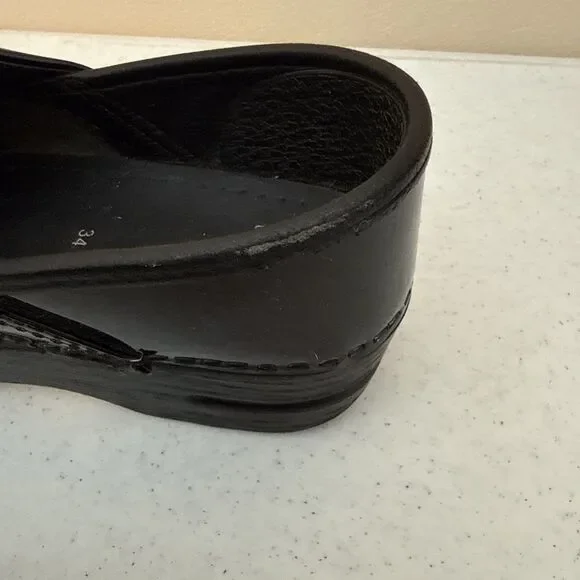 Dansko 34 Shiny Black Leather Work Clogs Nurse Work Shoe - Picture 7 of 16